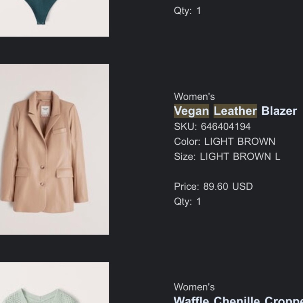 Abercrombie and Fitch Vegan Leather Blazer in Light Brown